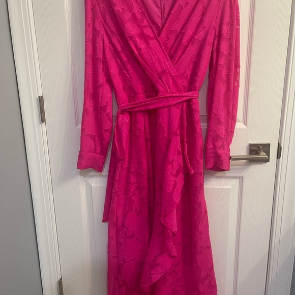 Tahari wrap dress, fucsia color, midi - Picture 1 of 6